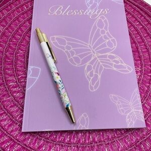 Purple Butterfly Journal with Floral Pen
